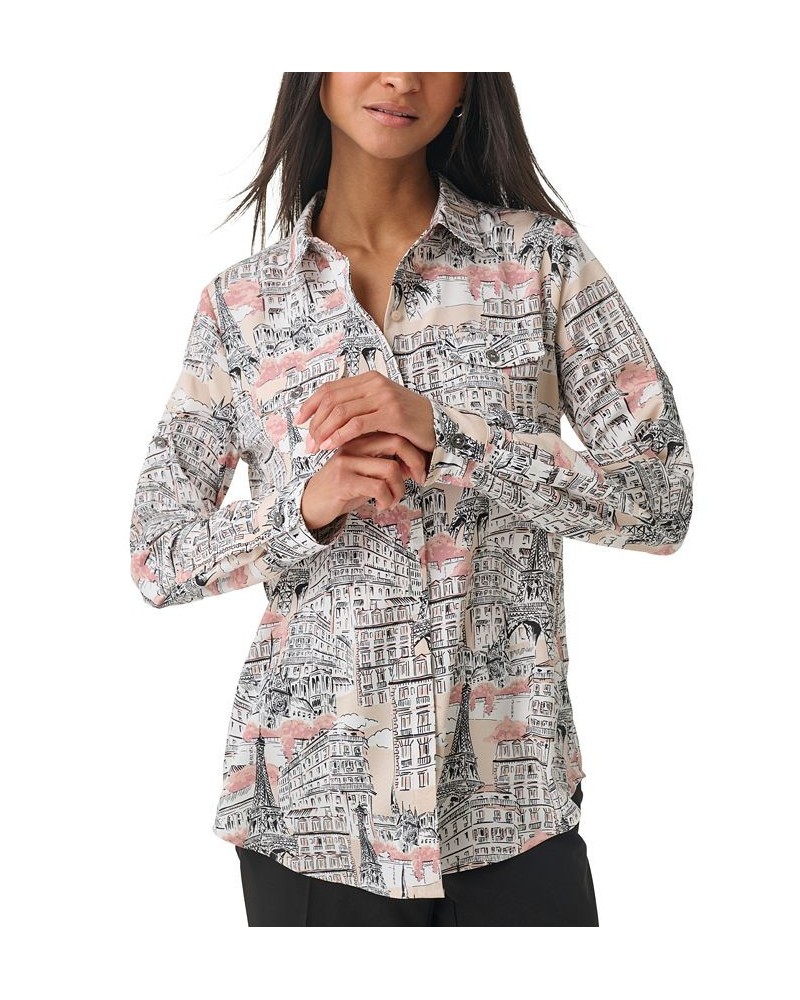 Women's Pocket-Front Whimsical Blouse Dune Pink Multi $37.37 Tops