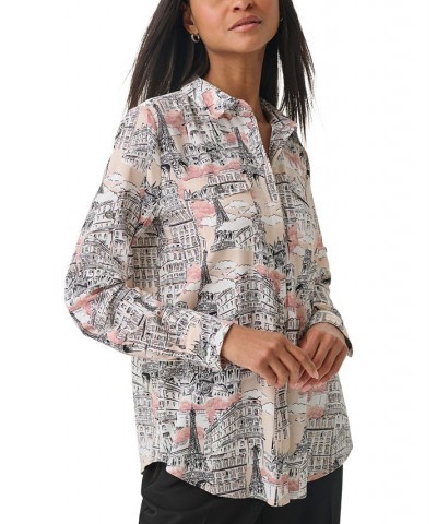 Women's Pocket-Front Whimsical Blouse Dune Pink Multi $37.37 Tops