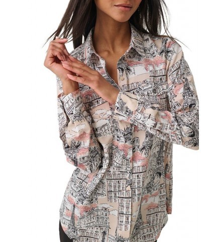 Women's Pocket-Front Whimsical Blouse Dune Pink Multi $37.37 Tops