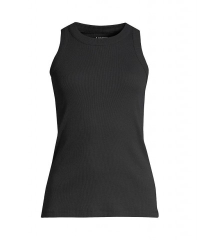 Women's Plus Size 2x2 Rib Crew Neck Tank Top Black $23.57 Tops