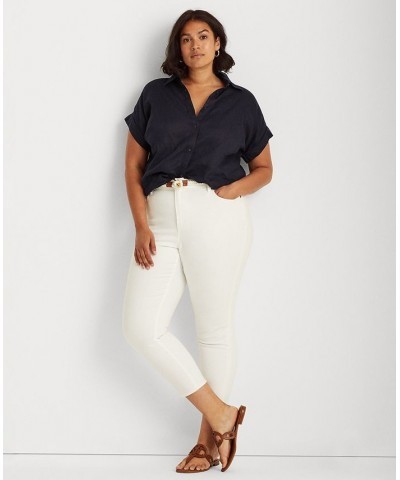 Plus Size Linen Dolman Sleeve Top White $32.85 Tops
