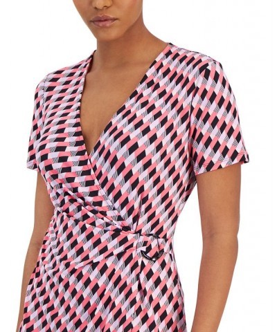 Women's Geometric-Print Gathered-Side Sheath Dress Camellia Multi $45.78 Dresses