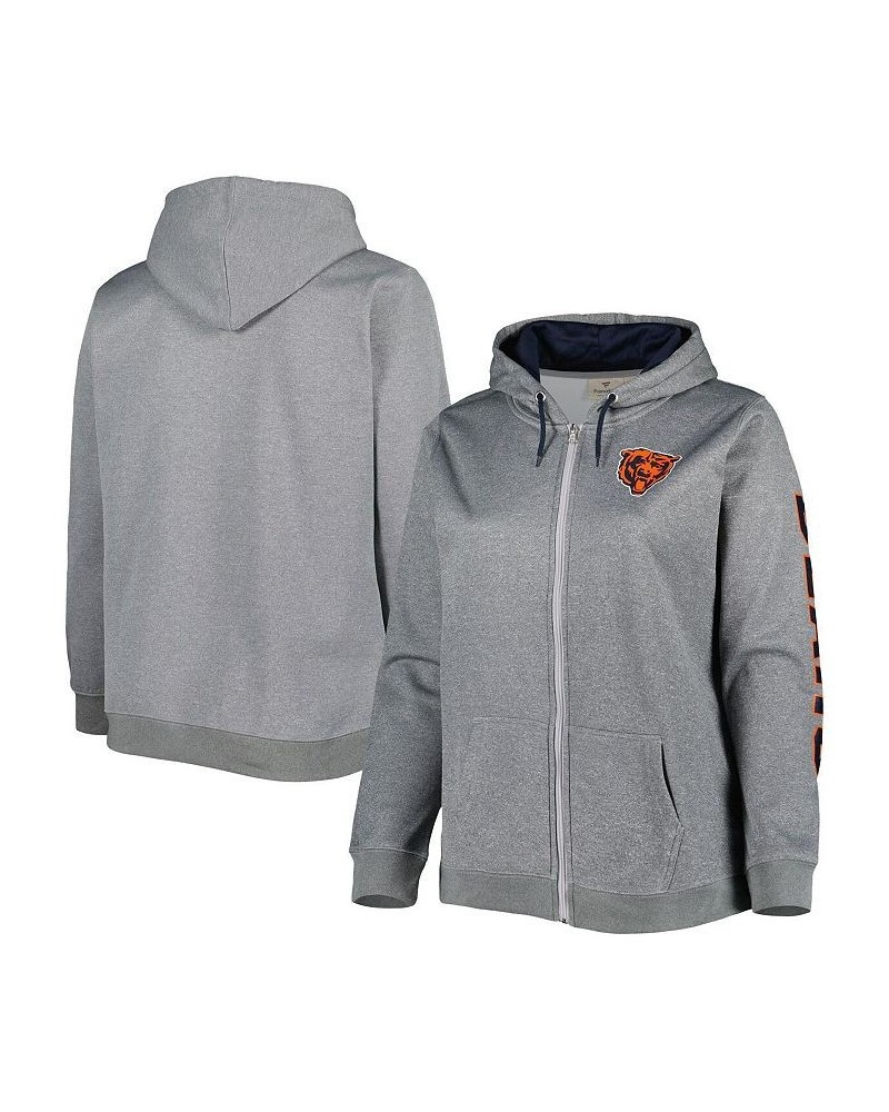 Women's Heather Charcoal Chicago Bears Plus Size Fleece Full-Zip Hoodie Jacket Heather Charcoal $42.75 Jackets