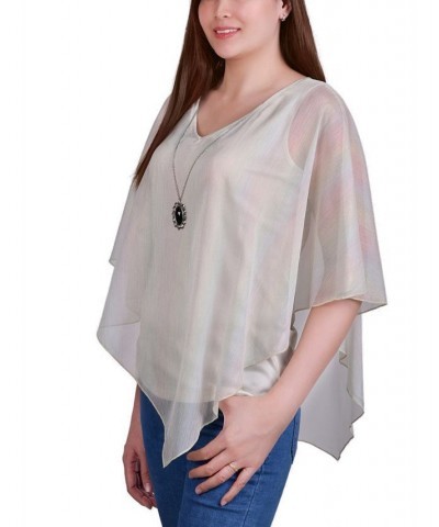 Petite Sheer Poncho with Matching Tank Champagne $14.70 Tops