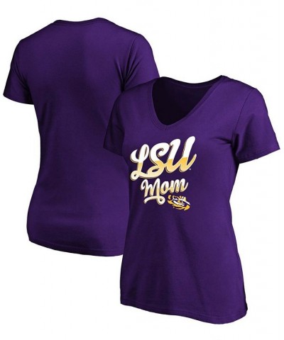 Plus Size Majestic Purple Lsu Tigers Team Mom V-Neck T-shirt Purple $14.70 Tops