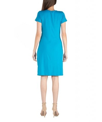 Faux Wrap over Dress with Cap Sleeves Copper $23.08 Dresses