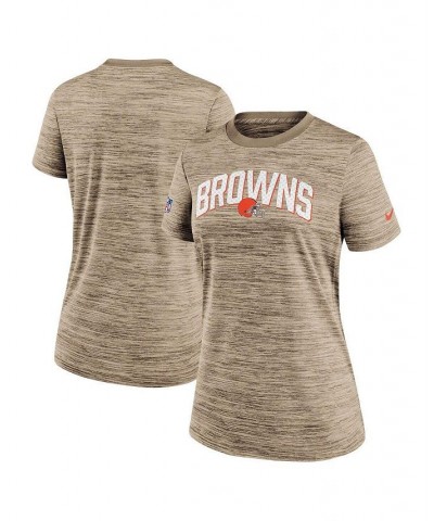 Women's Brown Cleveland Browns Sideline Velocity Lockup Performance T-shirt Brown $29.99 Tops