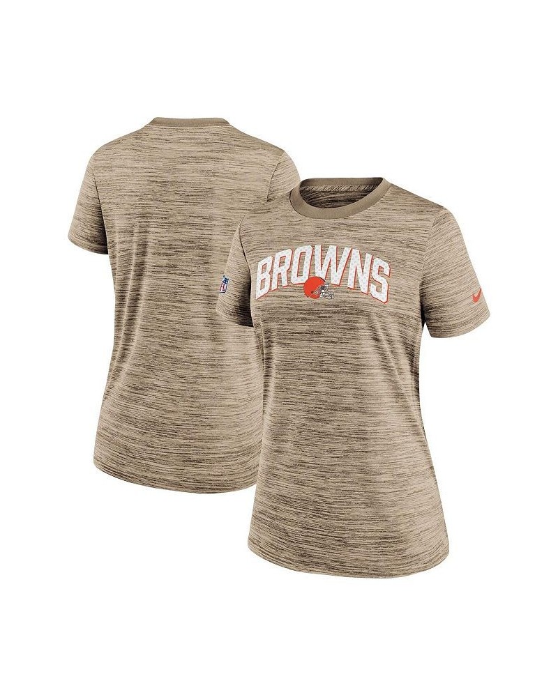 Women's Brown Cleveland Browns Sideline Velocity Lockup Performance T-shirt Brown $29.99 Tops