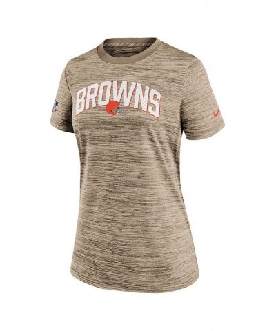 Women's Brown Cleveland Browns Sideline Velocity Lockup Performance T-shirt Brown $29.99 Tops