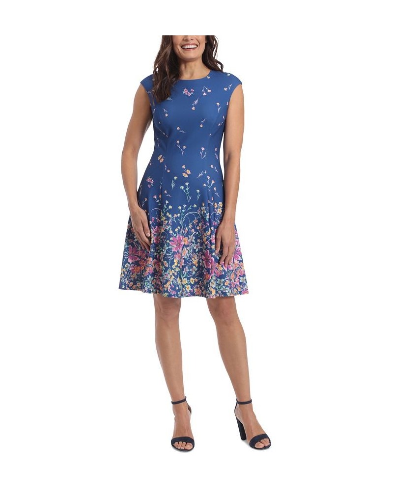 Women's Scattered Floral-Print Fit & Flare Dress Multi $48.51 Dresses