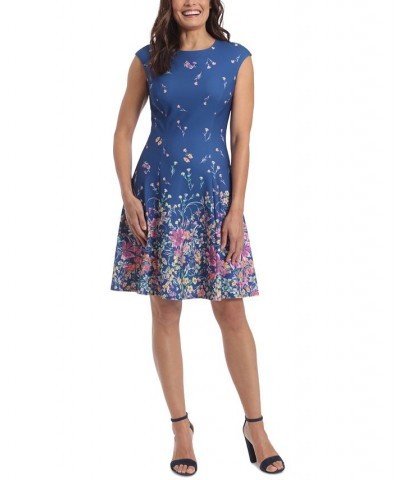 Women's Scattered Floral-Print Fit & Flare Dress Multi $48.51 Dresses