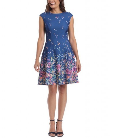 Women's Scattered Floral-Print Fit & Flare Dress Multi $48.51 Dresses