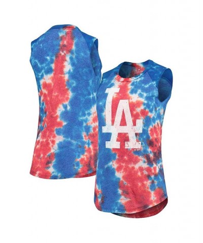Women's Red and Blue Los Angeles Dodgers Tie-Dye Tri-Blend Muscle Tank Top Red, Blue $23.10 Tops