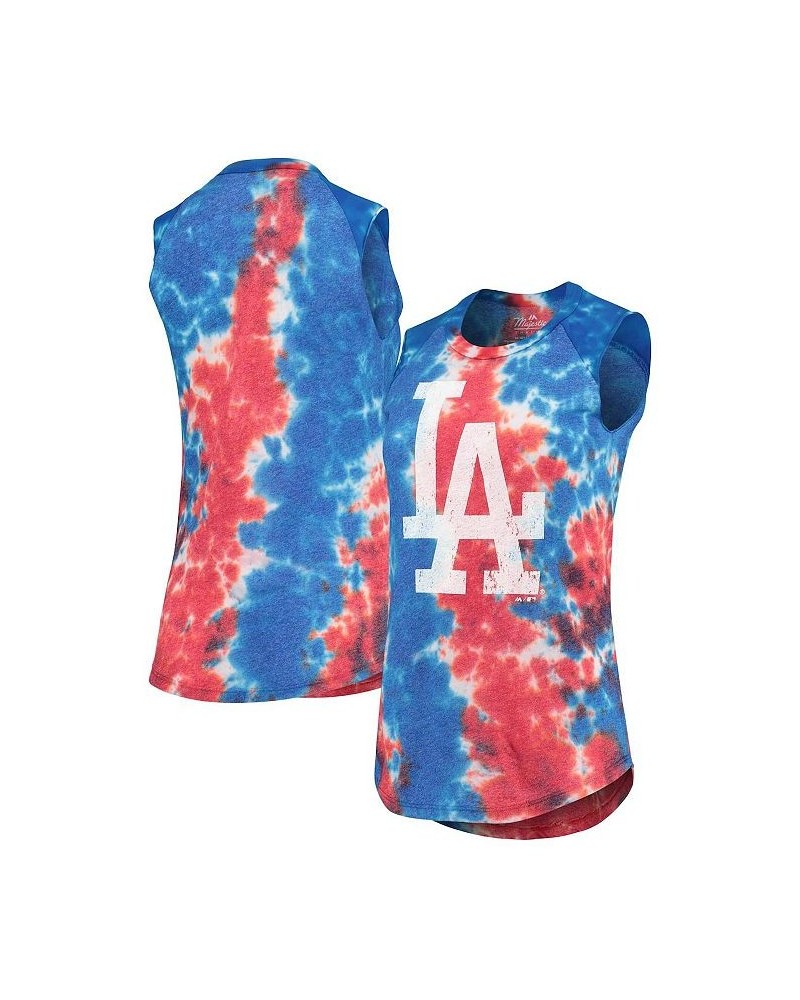 Women's Red and Blue Los Angeles Dodgers Tie-Dye Tri-Blend Muscle Tank Top Red, Blue $23.10 Tops