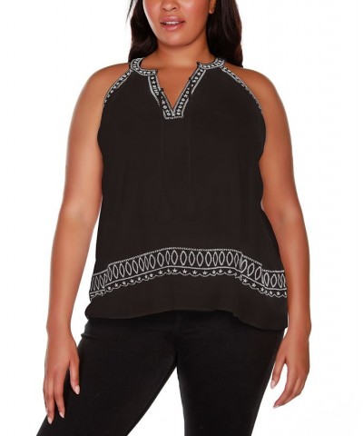 Black Label Plus Size Embroidered Tank Top Black $23.10 Tops