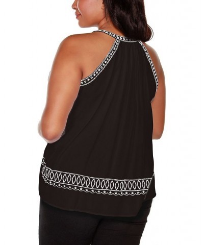 Black Label Plus Size Embroidered Tank Top Black $23.10 Tops