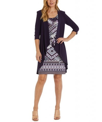 Women's Jacket & Printed Scoop-Neck Dress Purple $50.60 Dresses