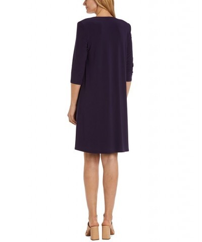 Women's Jacket & Printed Scoop-Neck Dress Purple $50.60 Dresses