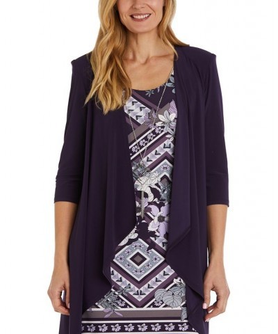 Women's Jacket & Printed Scoop-Neck Dress Purple $50.60 Dresses