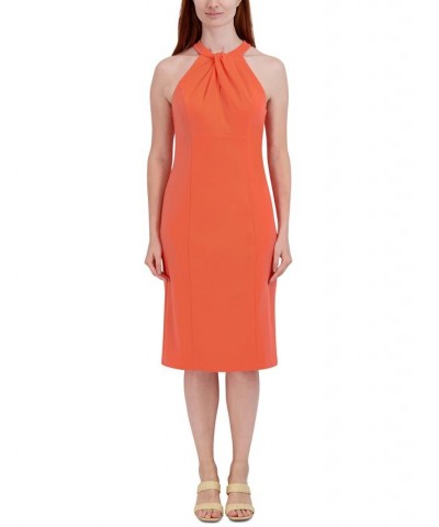 Halter-Neck Sleeveless Sheath Dress Orange $40.46 Dresses