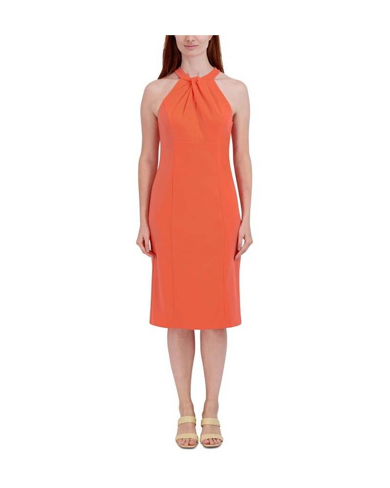 Halter-Neck Sleeveless Sheath Dress Orange $40.46 Dresses