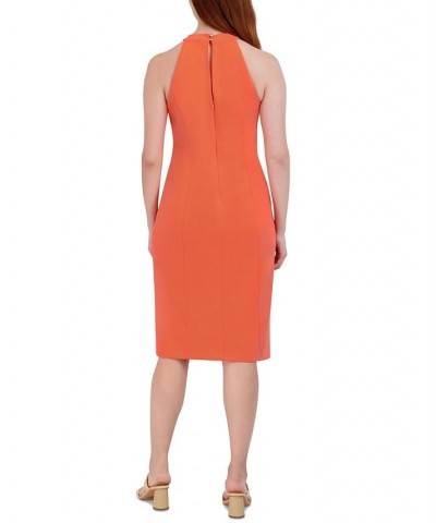 Halter-Neck Sleeveless Sheath Dress Orange $40.46 Dresses