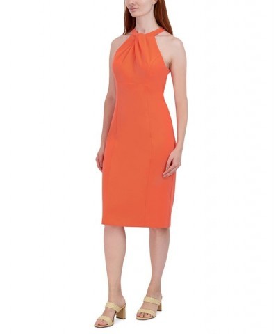 Halter-Neck Sleeveless Sheath Dress Orange $40.46 Dresses