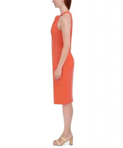 Halter-Neck Sleeveless Sheath Dress Orange $40.46 Dresses