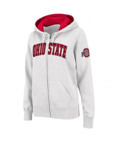 Women's White Ohio State Buckeyes Arched Name Full-Zip Hoodie White $27.30 Sweatshirts