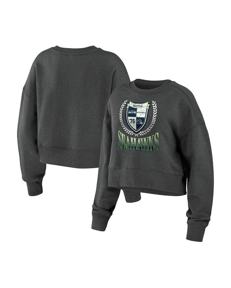 Women's Charcoal Seattle Seahawks Fleece Cropped Pullover Sweatshirt Charcoal $29.89 Sweatshirts