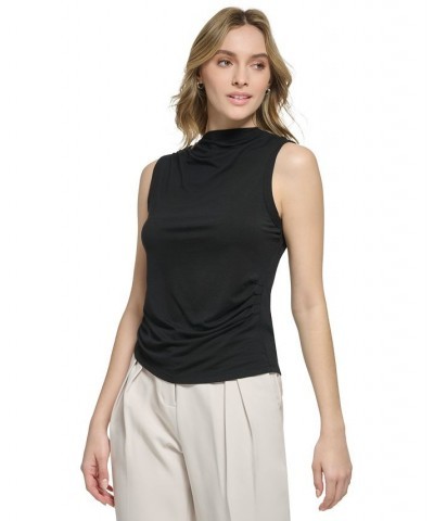 Women's X-Fit Sleeveless High Neck Knit Top Black $24.19 Tops