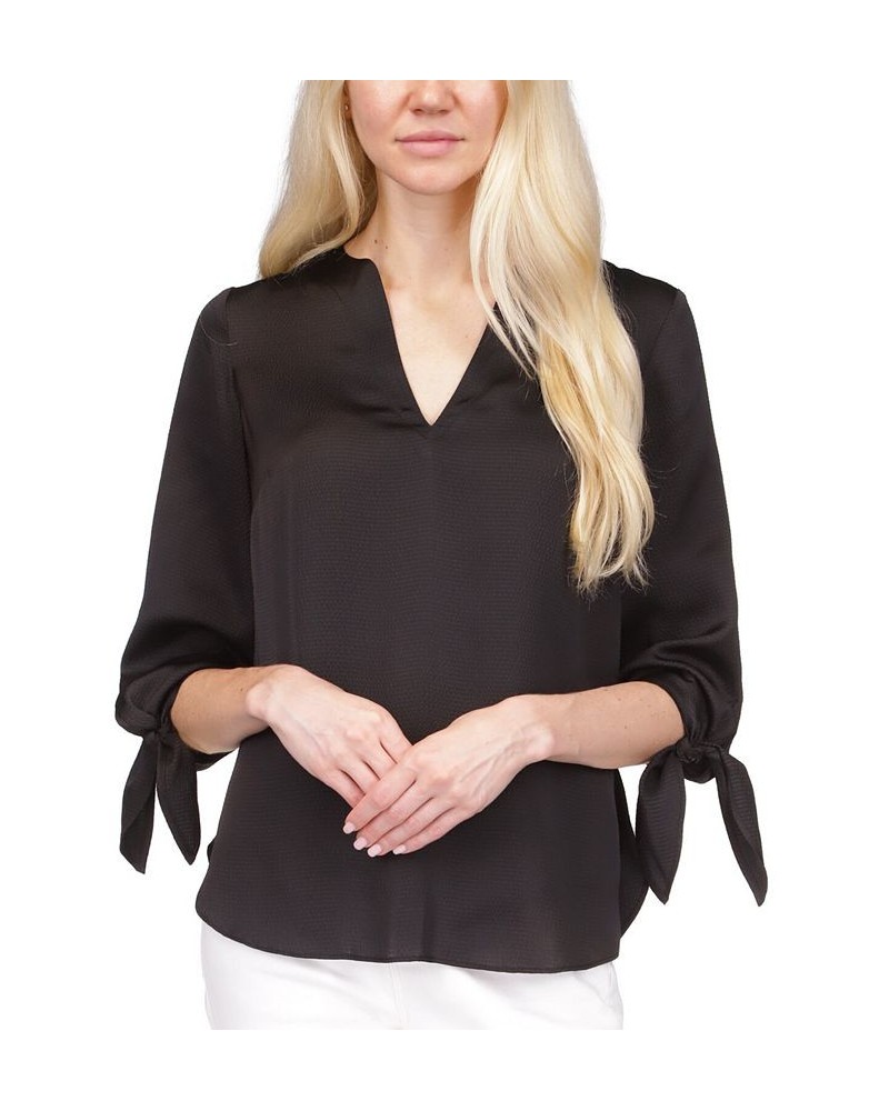 Women's Satin Tie Top Regular & Petite Black $42.14 Tops