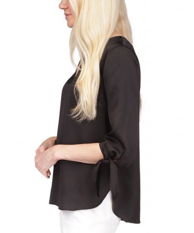 Women's Satin Tie Top Regular & Petite Black $42.14 Tops