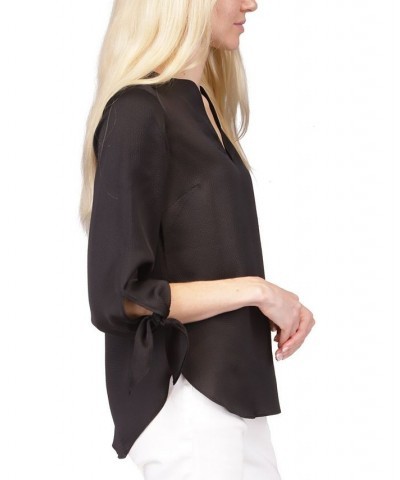 Women's Satin Tie Top Regular & Petite Black $42.14 Tops