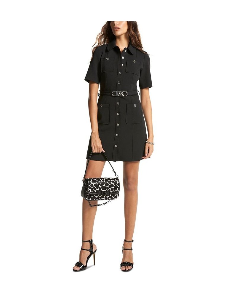 Women's Belted Shift Dress Black $57.75 Dresses