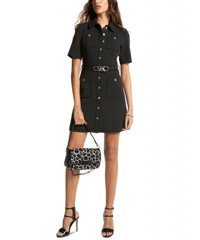 Women's Belted Shift Dress Black $57.75 Dresses