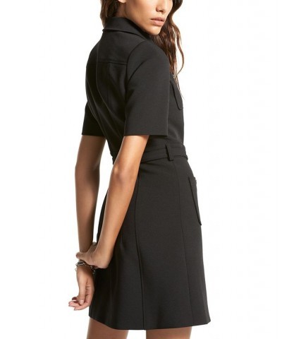 Women's Belted Shift Dress Black $57.75 Dresses