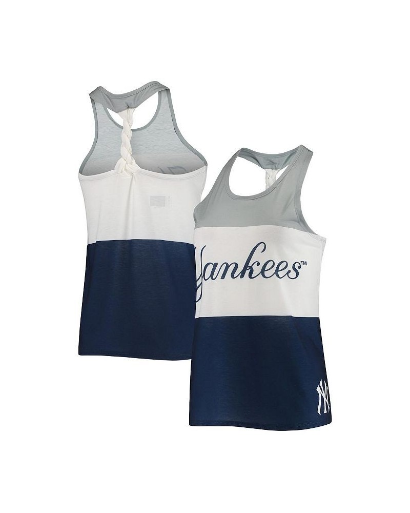 Women's Gray and Navy New York Yankees Twist Back Tank Top Gray, Navy $23.50 Tops