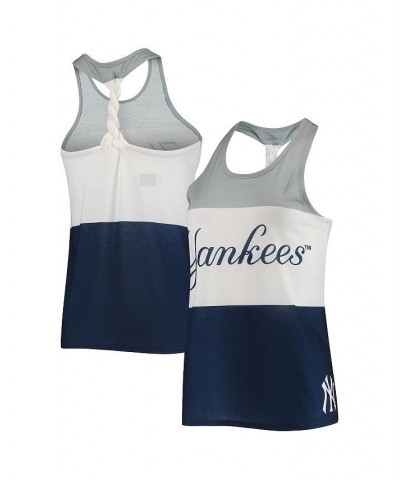 Women's Gray and Navy New York Yankees Twist Back Tank Top Gray, Navy $23.50 Tops