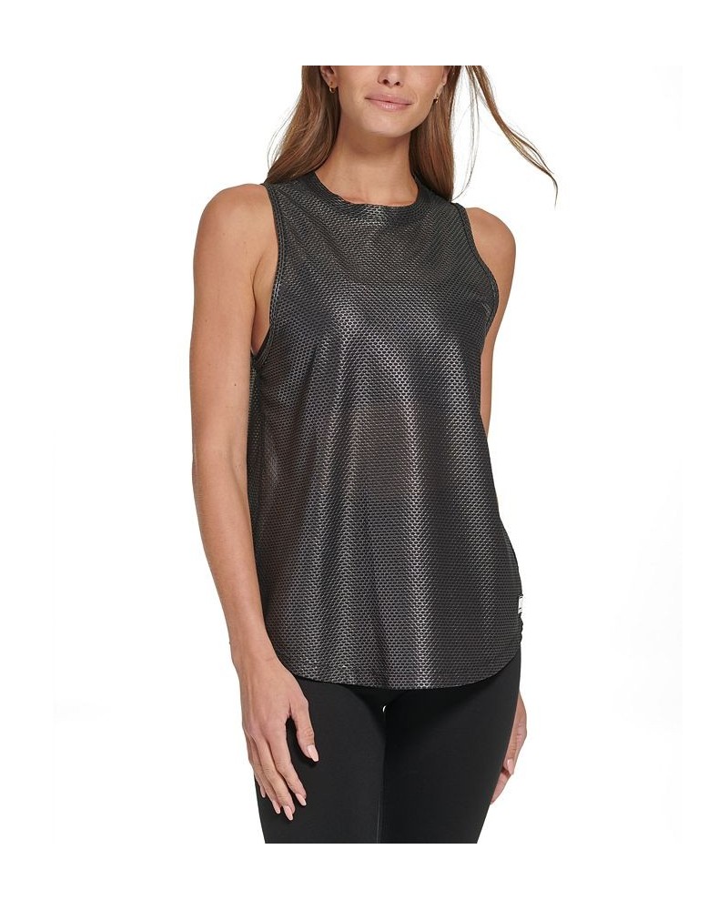 Women's Honeycomb Mesh Sleeveless Top Black $19.46 Tops