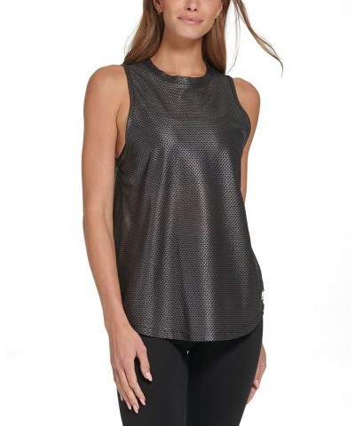 Women's Honeycomb Mesh Sleeveless Top Black $19.46 Tops