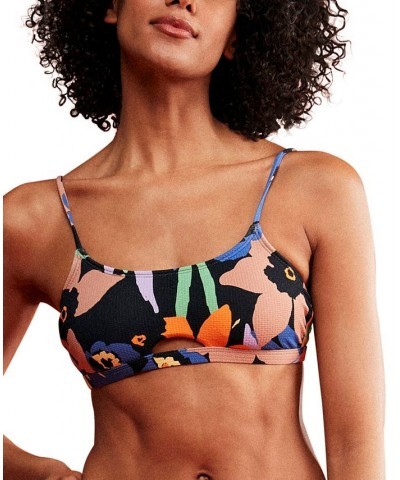 Color Women's Jam Bralette Bikini Top & Cheeky High-Leg Bottoms Anthracite Flower Jammin $35.20 Swimsuits