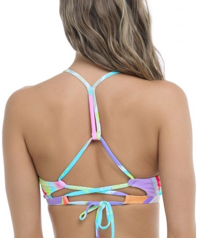 Women's Colorbox Ruth Printed T-Back Bikini Top Multi $31.60 Swimsuits