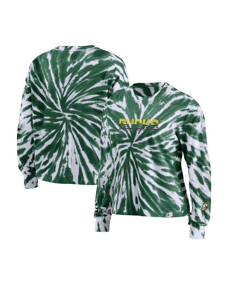 Women's Green Oregon Ducks Tie-Dye Long Sleeve T-shirt Green $34.79 Tops