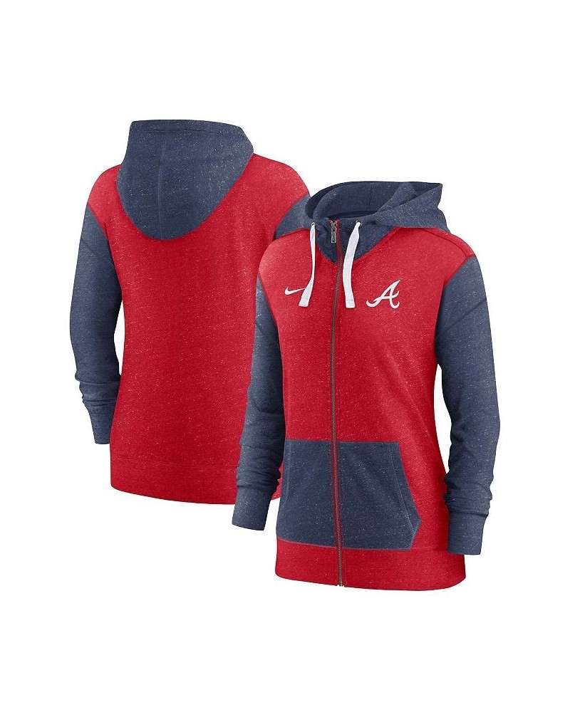 Women's Red Atlanta Braves Full-Zip Hoodie Red $39.60 Sweatshirts