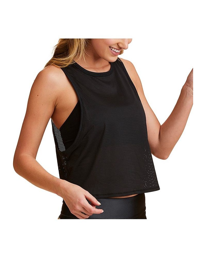 Women's Mesh Tie-Back Tank Black $27.28 Tops