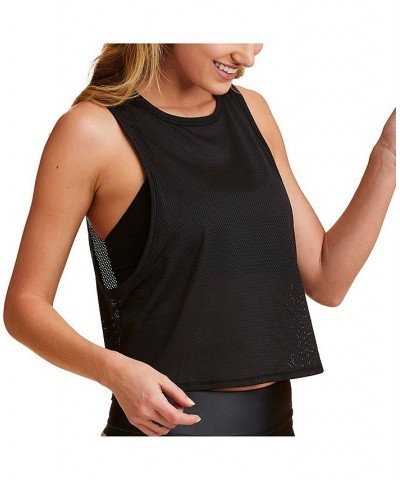 Women's Mesh Tie-Back Tank Black $27.28 Tops