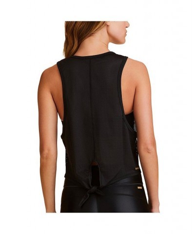 Women's Mesh Tie-Back Tank Black $27.28 Tops