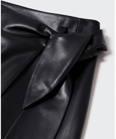 Women's Leather Effect Cross Skirt Black $32.00 Skirts