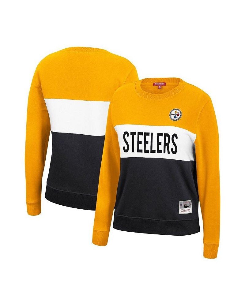 Women's Mitchell and Ness Gold Black Pittsburgh Steelers Color Block Pullover Sweatshirt Gold, Black $30.00 Sweatshirts